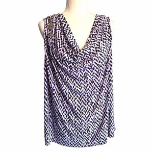 Anne Klein Purple and White Chevron Blouse